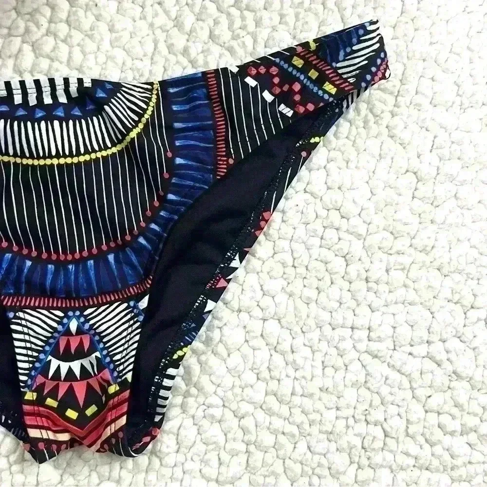 Bar III Geometric Medium Cut Ruched Back‎ Bikini Bathing Suit Bottoms Size L